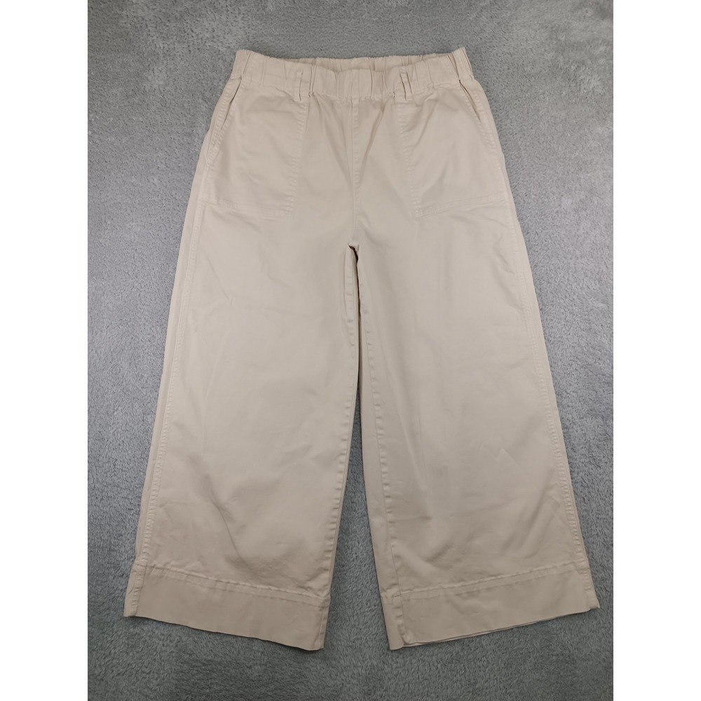 J.Crew Pants Women XL (33x26) Beige Wide Leg Crop Elastic Waist Stretch